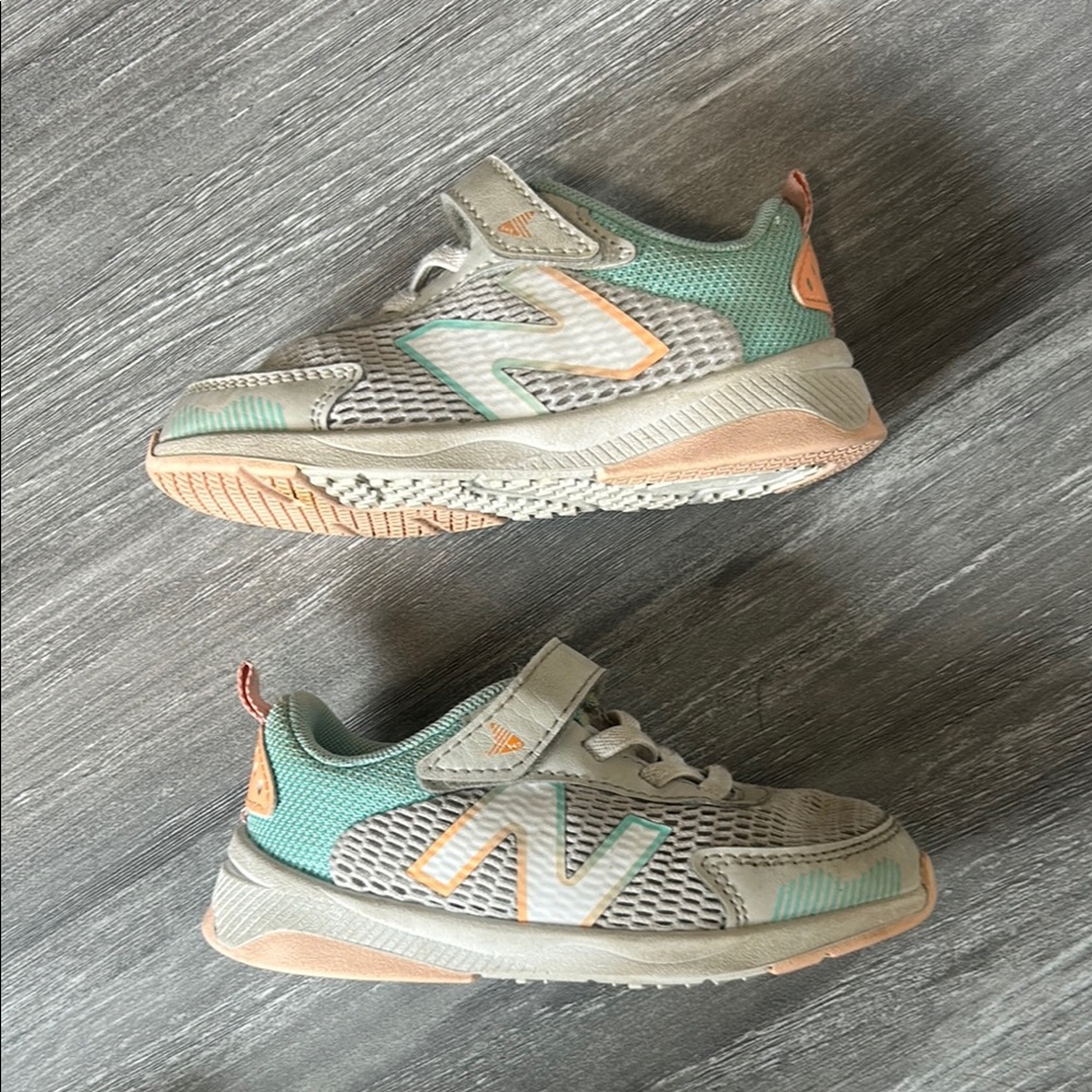 New Balance Kids' Gray and Green Sneakers